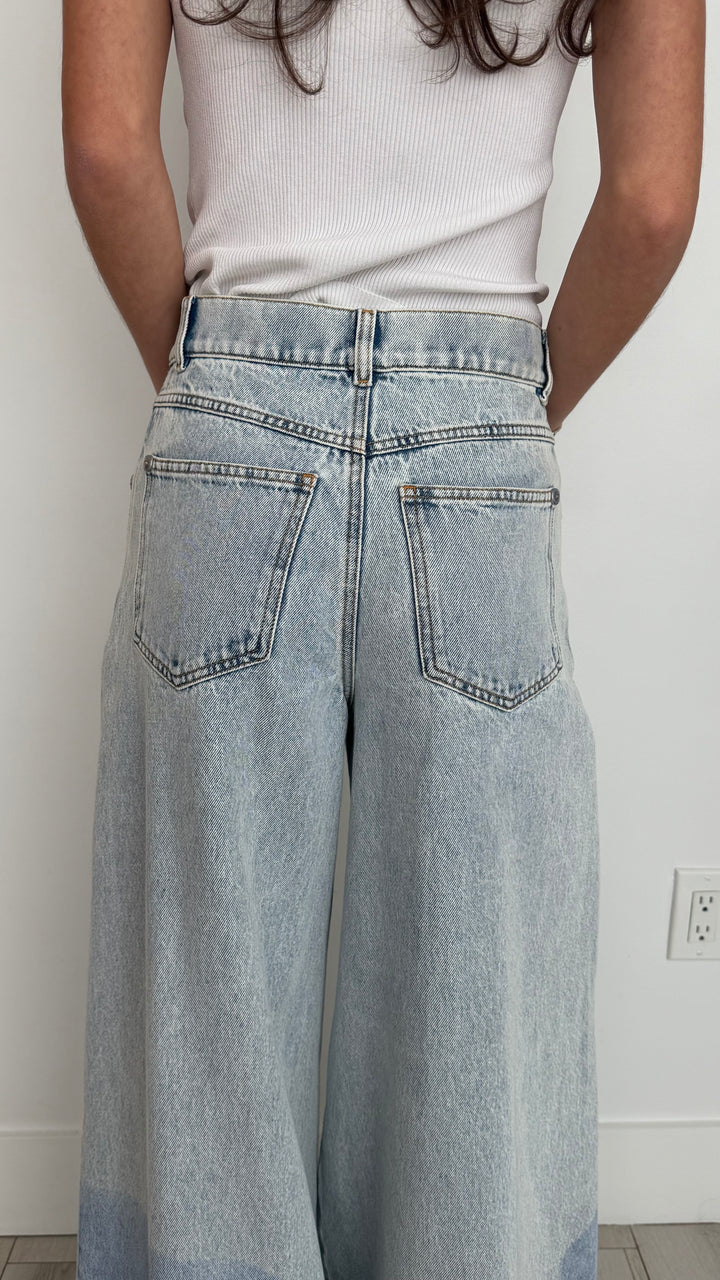 Pre-Loved Chanel™ Light Wash Wide Leg Bambi Motif Jeans Size 34