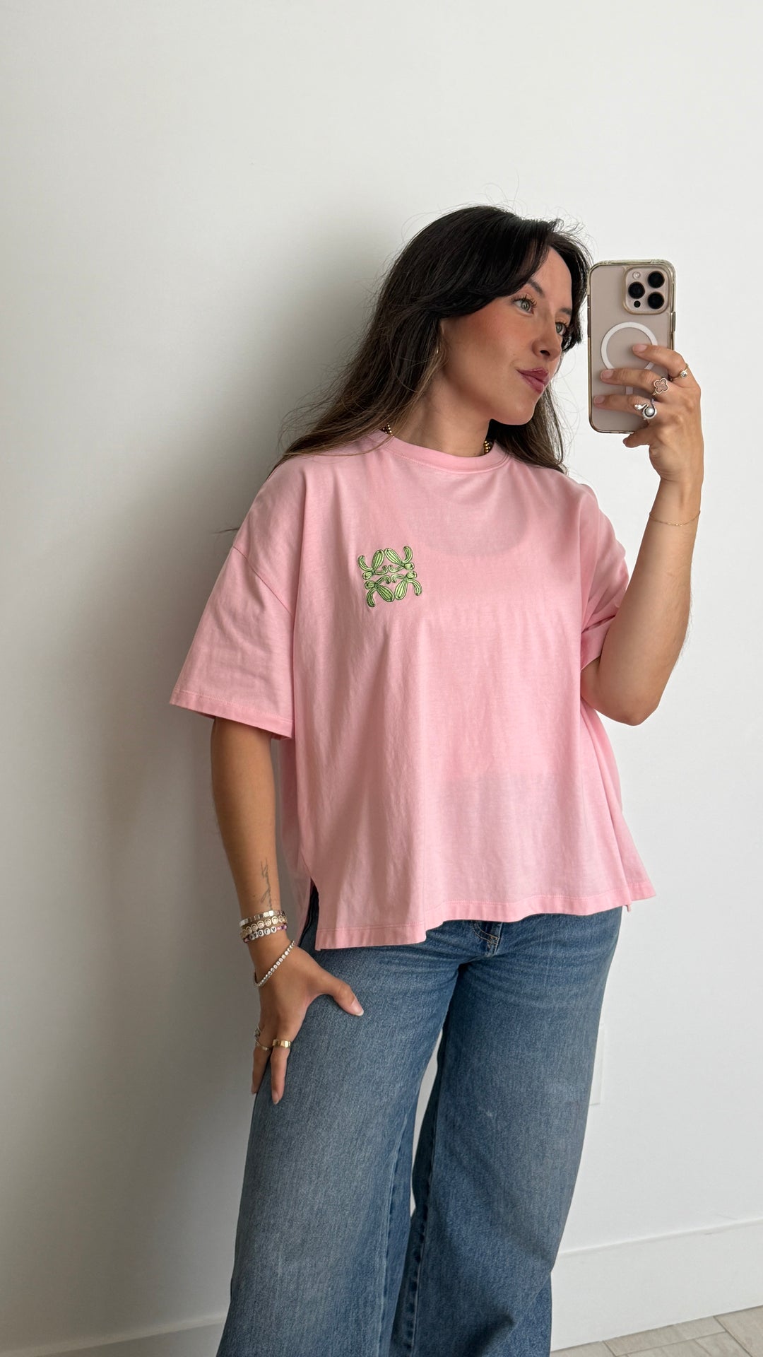 Loewe x Paula's Ibiza Pink Cotton T-Shirt with Cactus Logo Size S