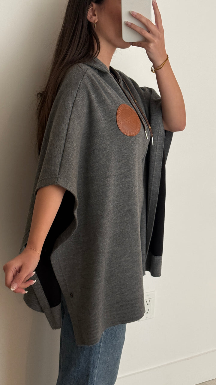 Louis Vuitton Grey Cashmere-Cotton Blend Poncho Size S