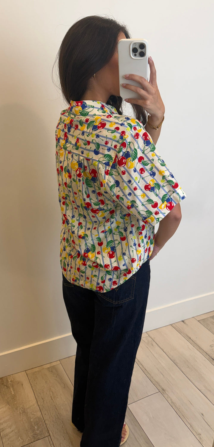 Gucci Cotton Multicolour Stripe and Cherries Print Shirt Size 38