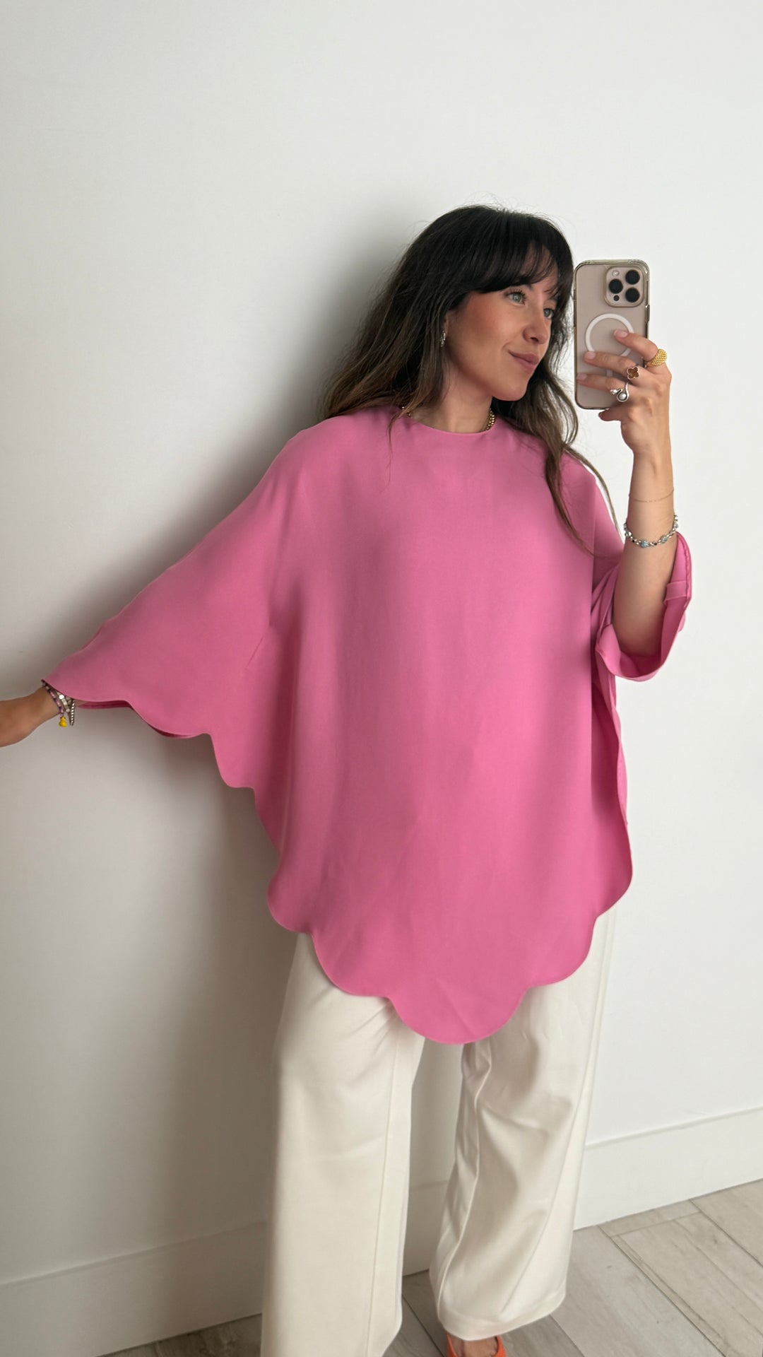 Valentino Pink Scalloped Poncho Size 42