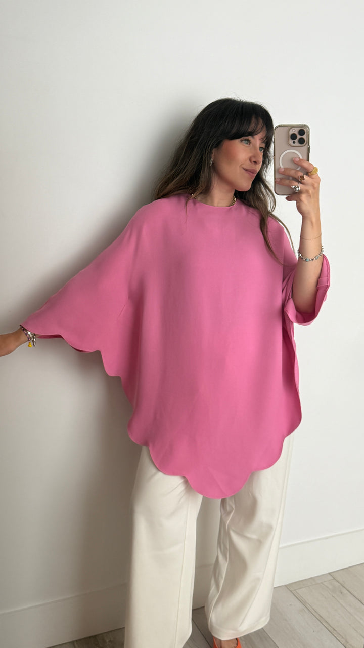 Valentino Pink Scalloped Poncho Size 42