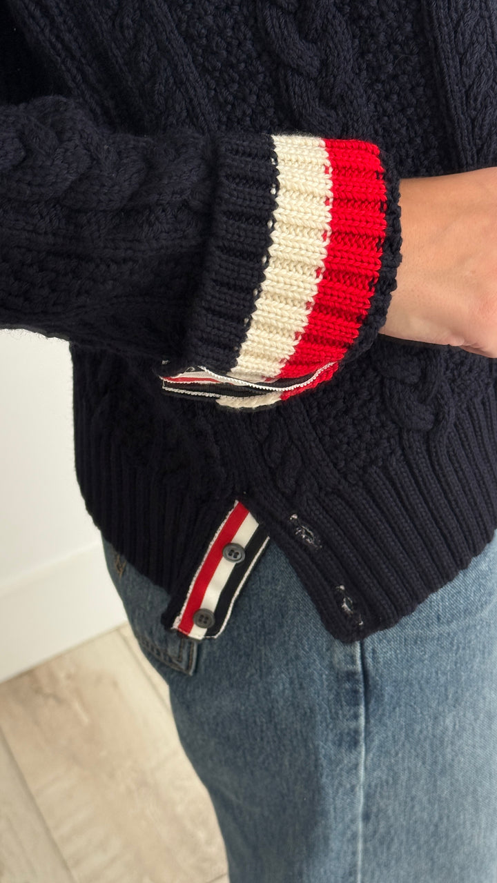 Thom Browne Navy Cable-knit Wool Sweater Size 3