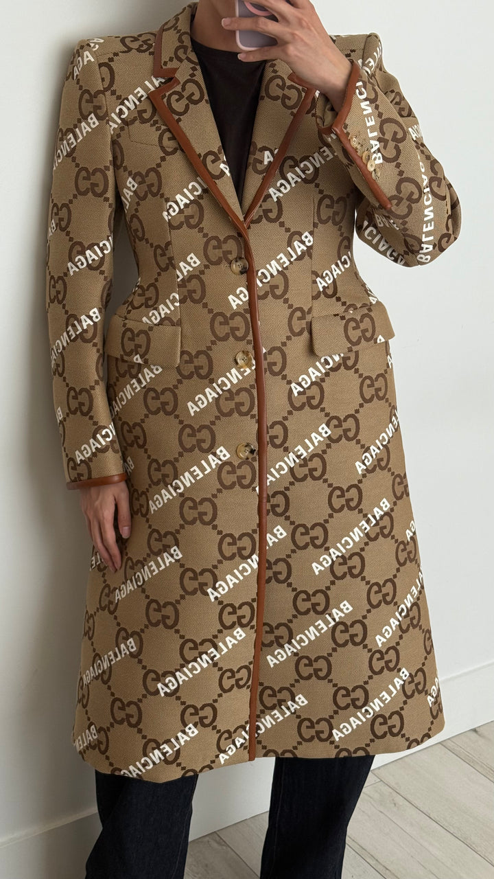 Gucci x Balenciaga Beige Monogram The Hacker Project Coat Size 48