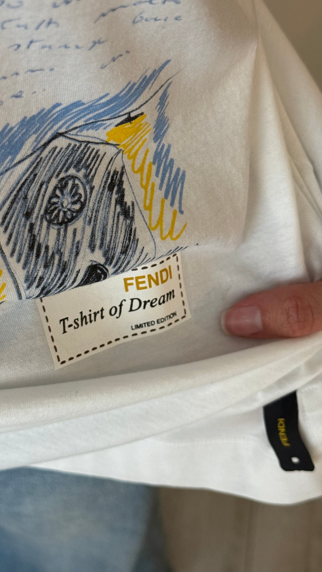Fendi White T-Shirt with Multicolour Illustrative Graphic Size 52