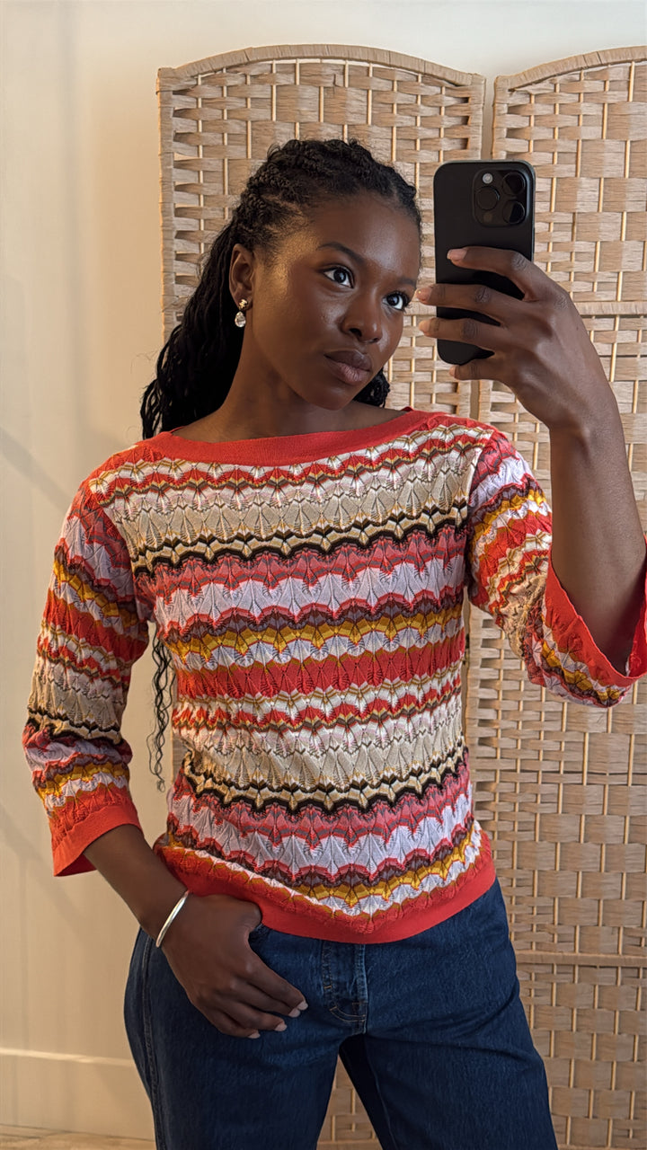Missoni Multicolour Knit 3/4 Sleeve Top