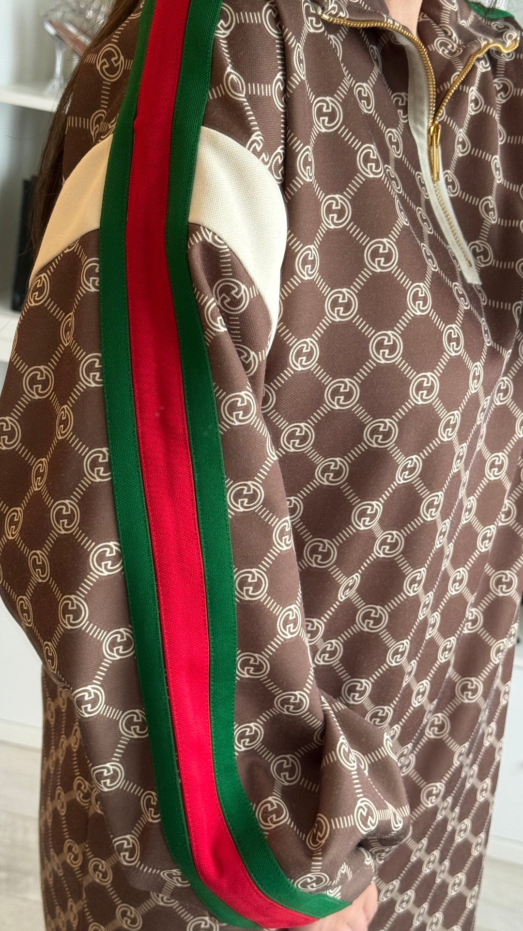 Gucci Brown GG Supreme Technical Fabric Monogram Printed Dress Size S