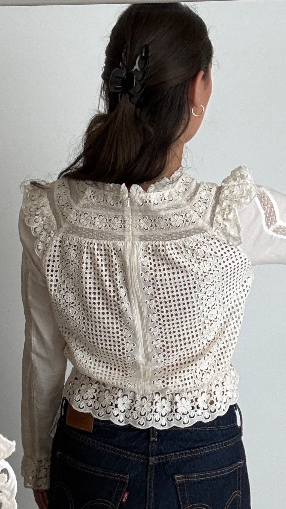 Zimmerman White Cotton Lace Ruffled Blouse Size 1
