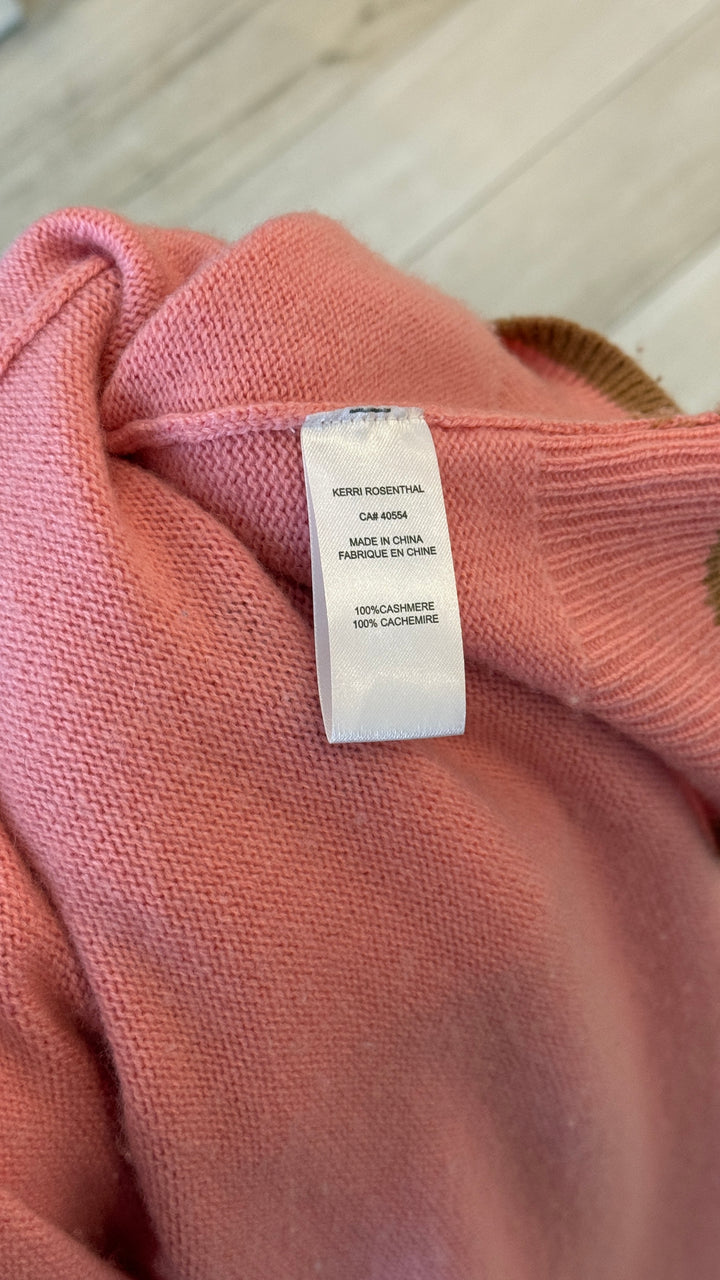 Kerri Rosenthal Pink Cashmere Knit "Love to the Max" Long Cardigan Size S