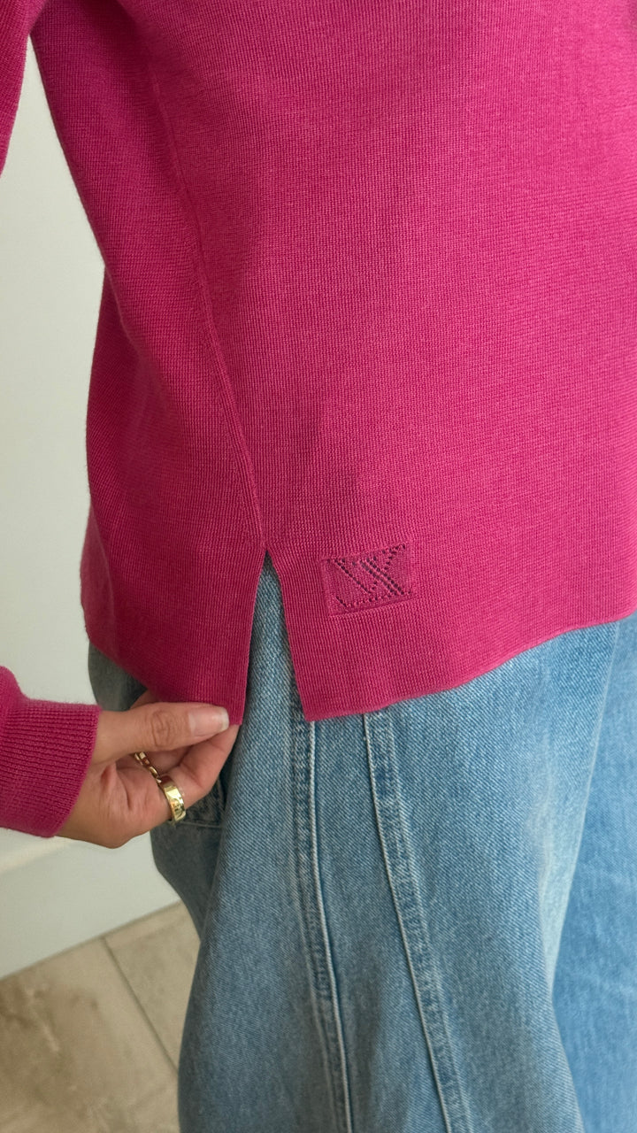 Louis Vuitton raspberry long sleeve knit top size M