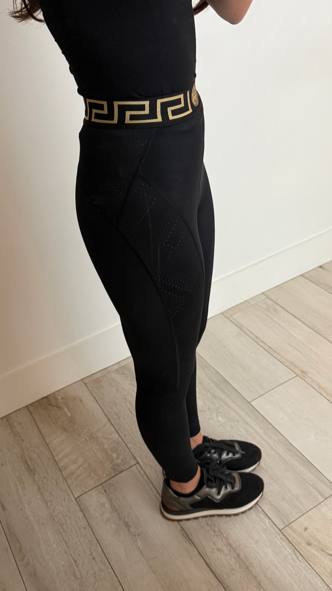 Versace Black Greca Leggings Size XS