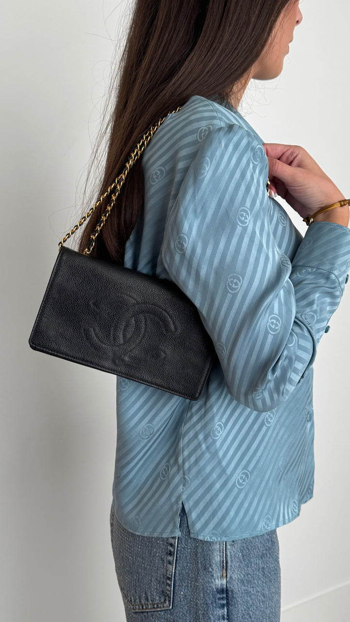 Gucci Blue Silk GG Jacquard Button Up Top Size 40