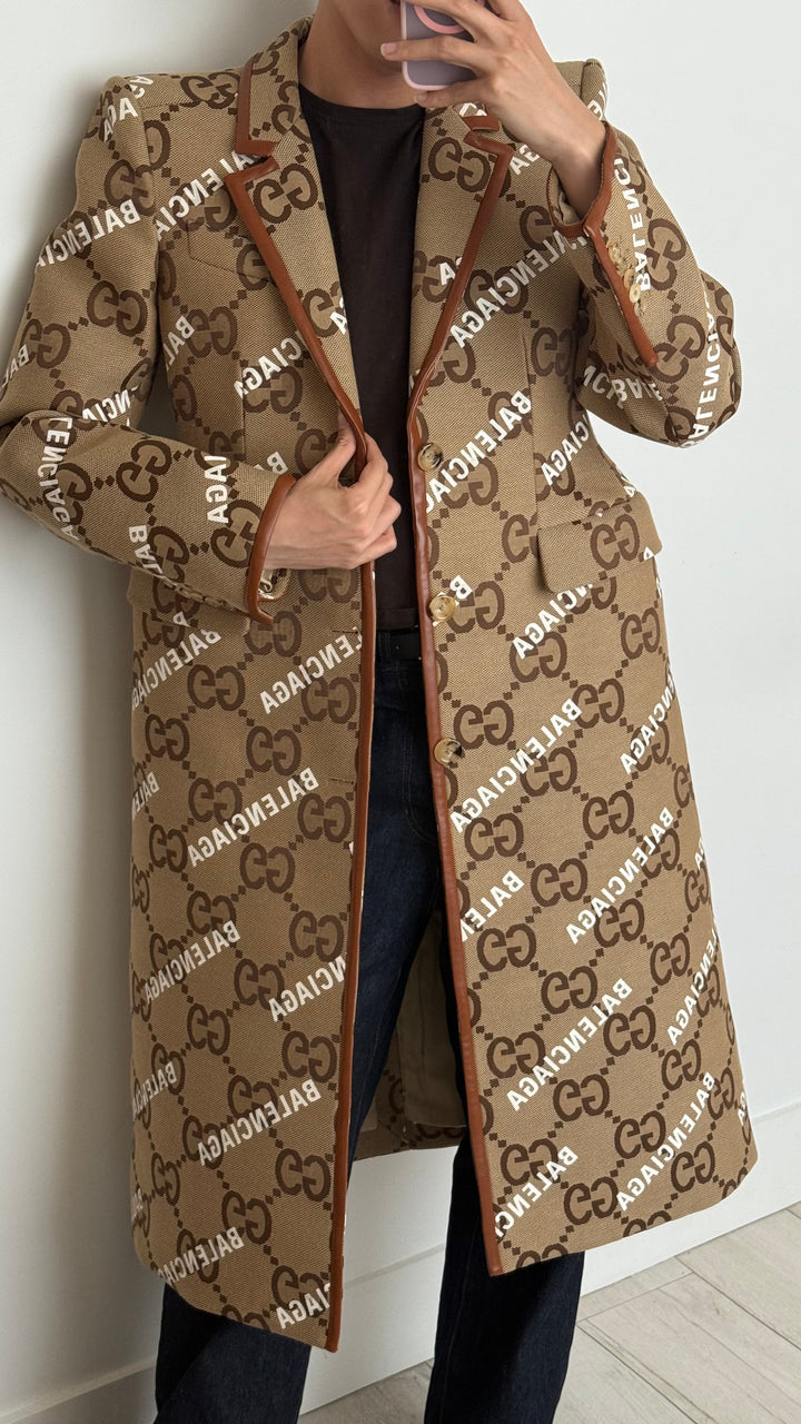 Gucci x Balenciaga Beige Monogram The Hacker Project Coat Size 48