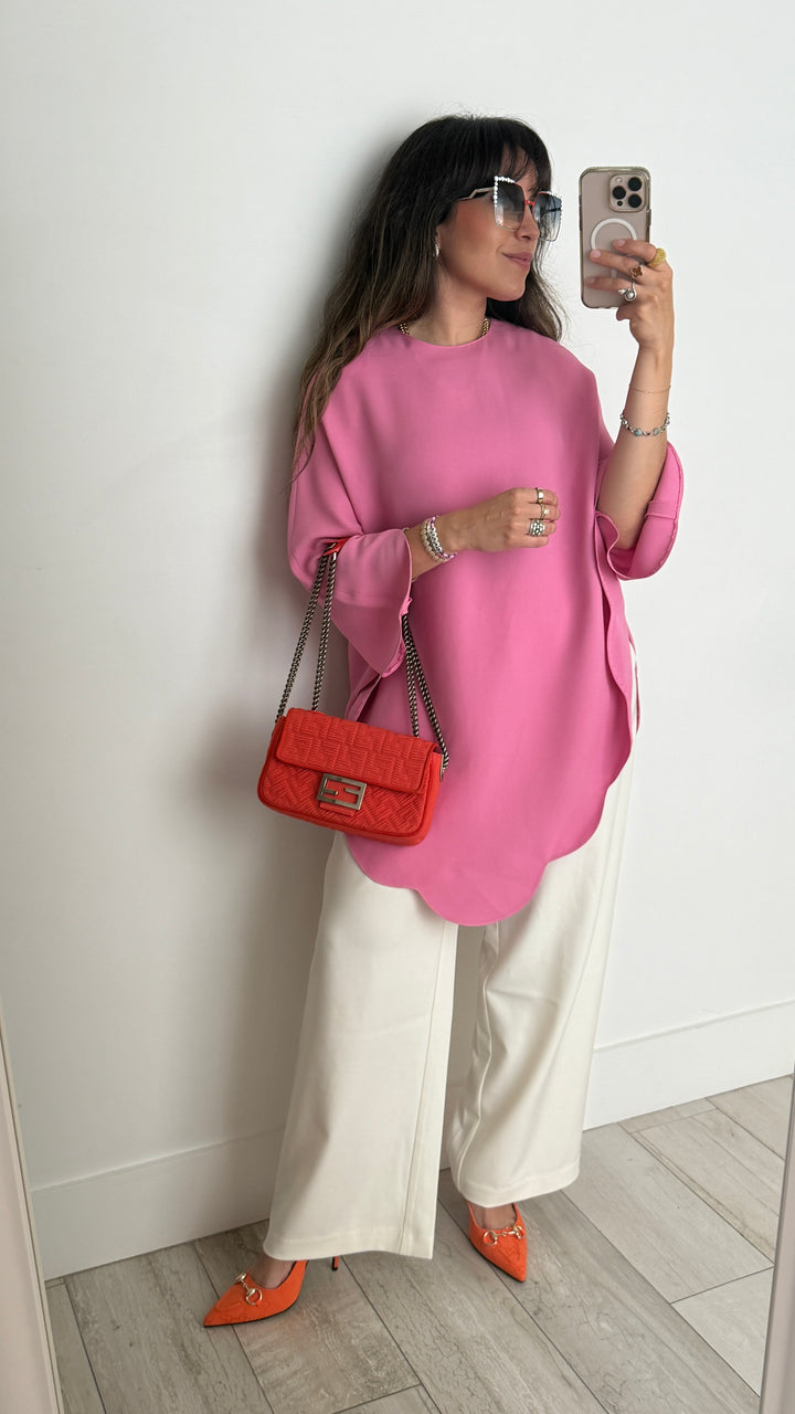 Valentino Pink Scalloped Poncho Size 42