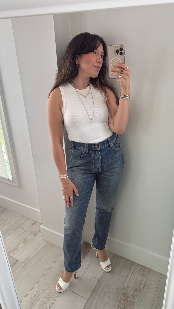 Celine Blue Denim High Waisted Straight Cut Jeans Size 30