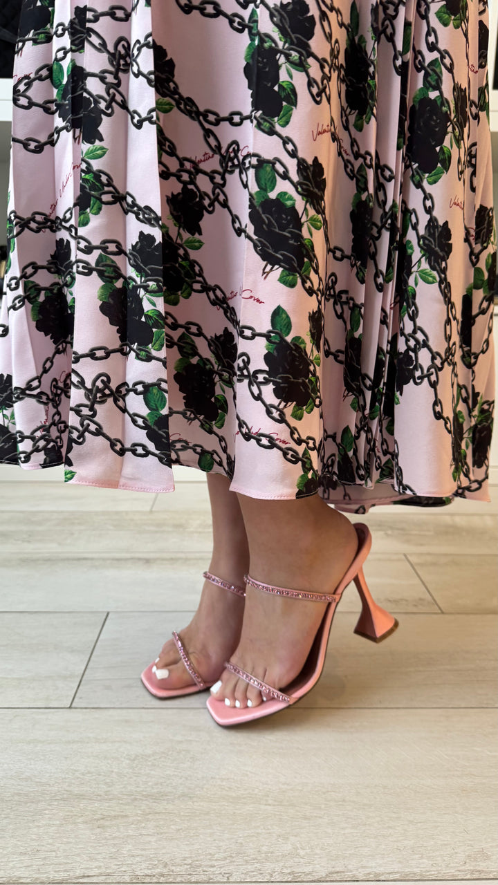 Valentino Pink & Black Printed Two-Piece Blouse & Skirt Set