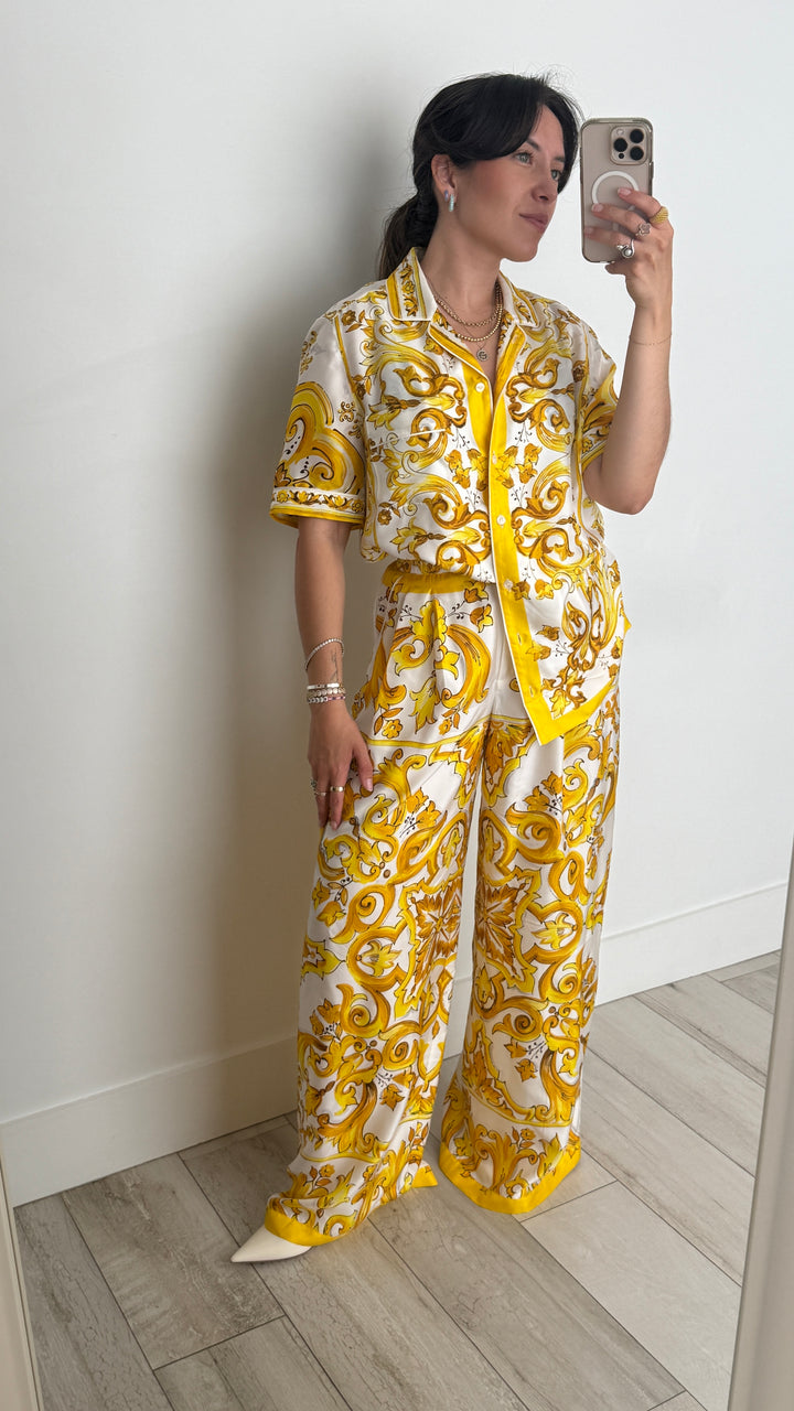 Dolce & Gabbana Yellow and White Printed Set Size 38