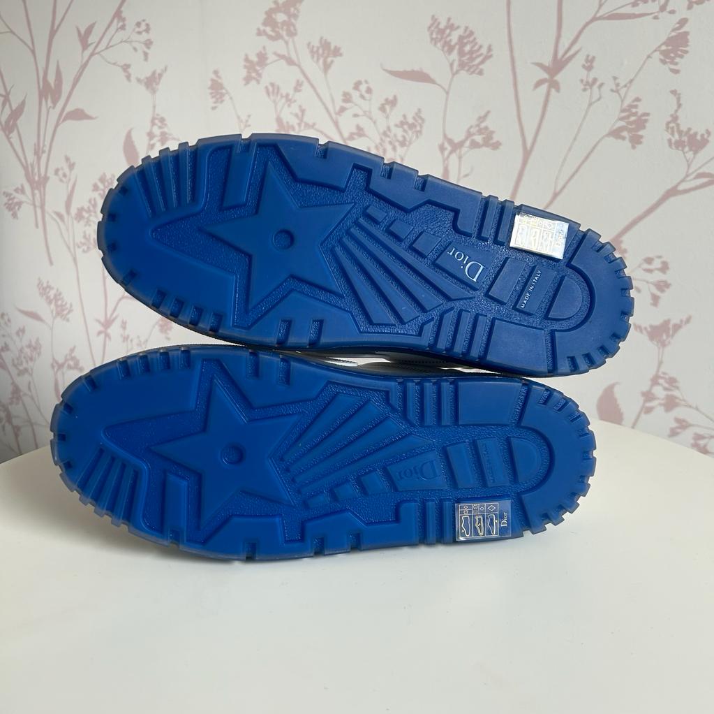 White and Blue Sneakers with Velcro Strap. (bottom)