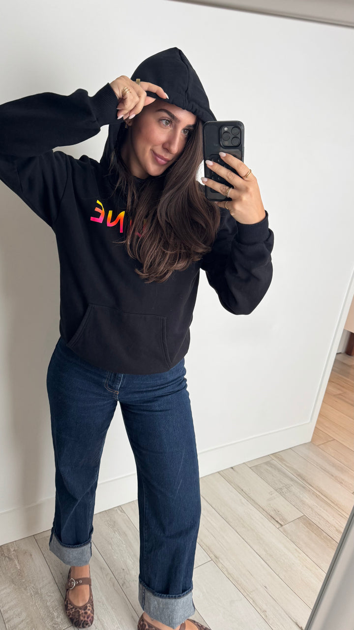 Celine Black Hoodie with Sunset Ombré Logo Size S