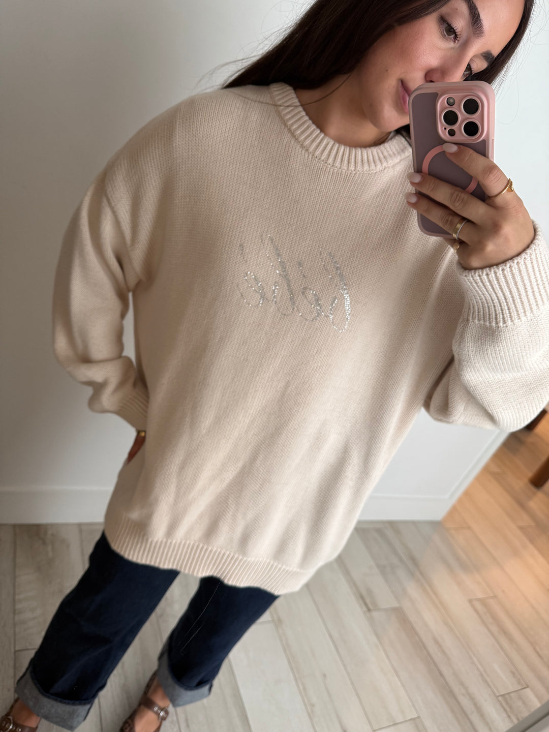 Balenciaga Light Beige Cotton “Bebe” Knit Sweater Size XS
