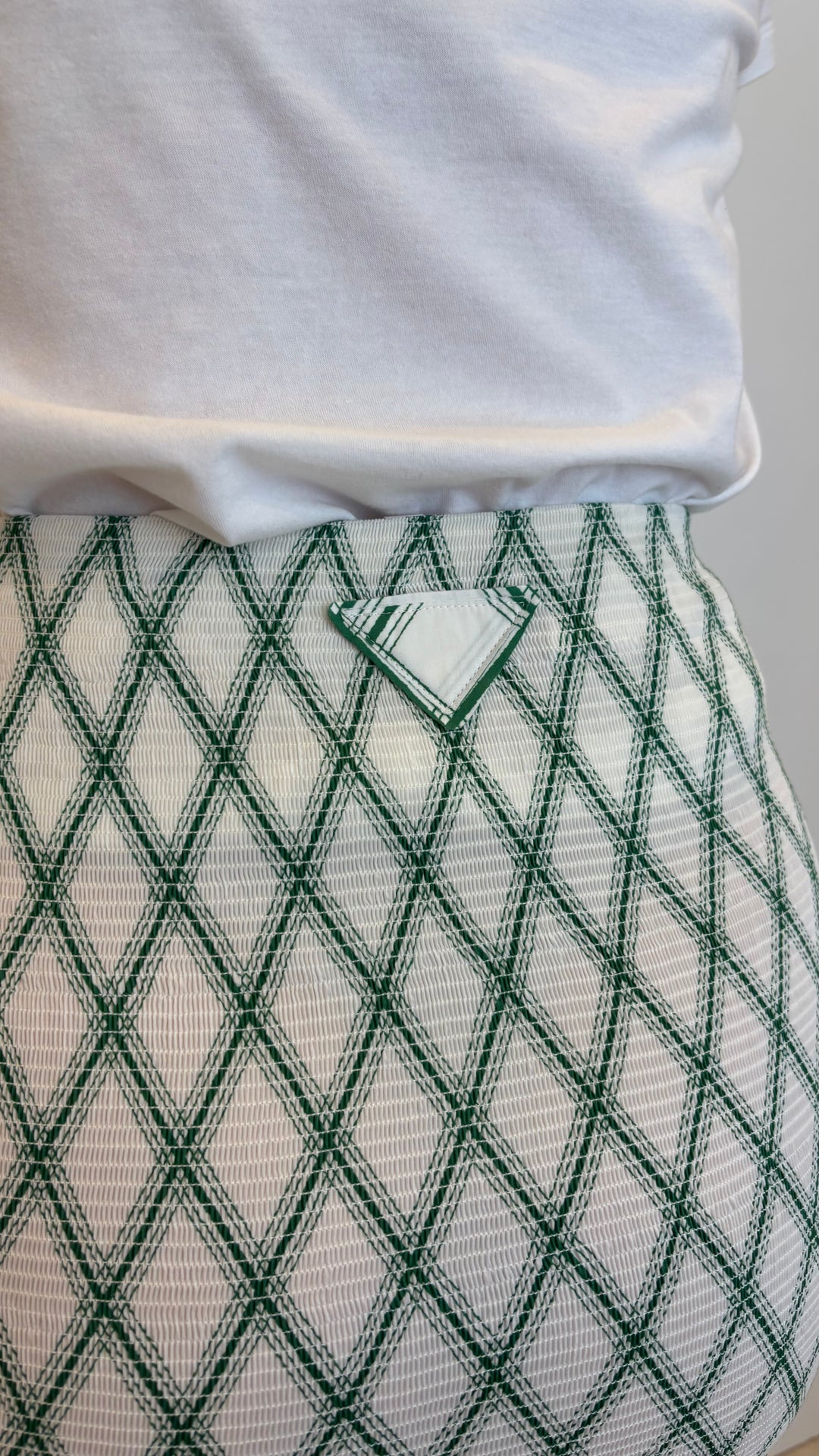 Prada Green and White Pencil Skirt with Ruffle Detail Size 42