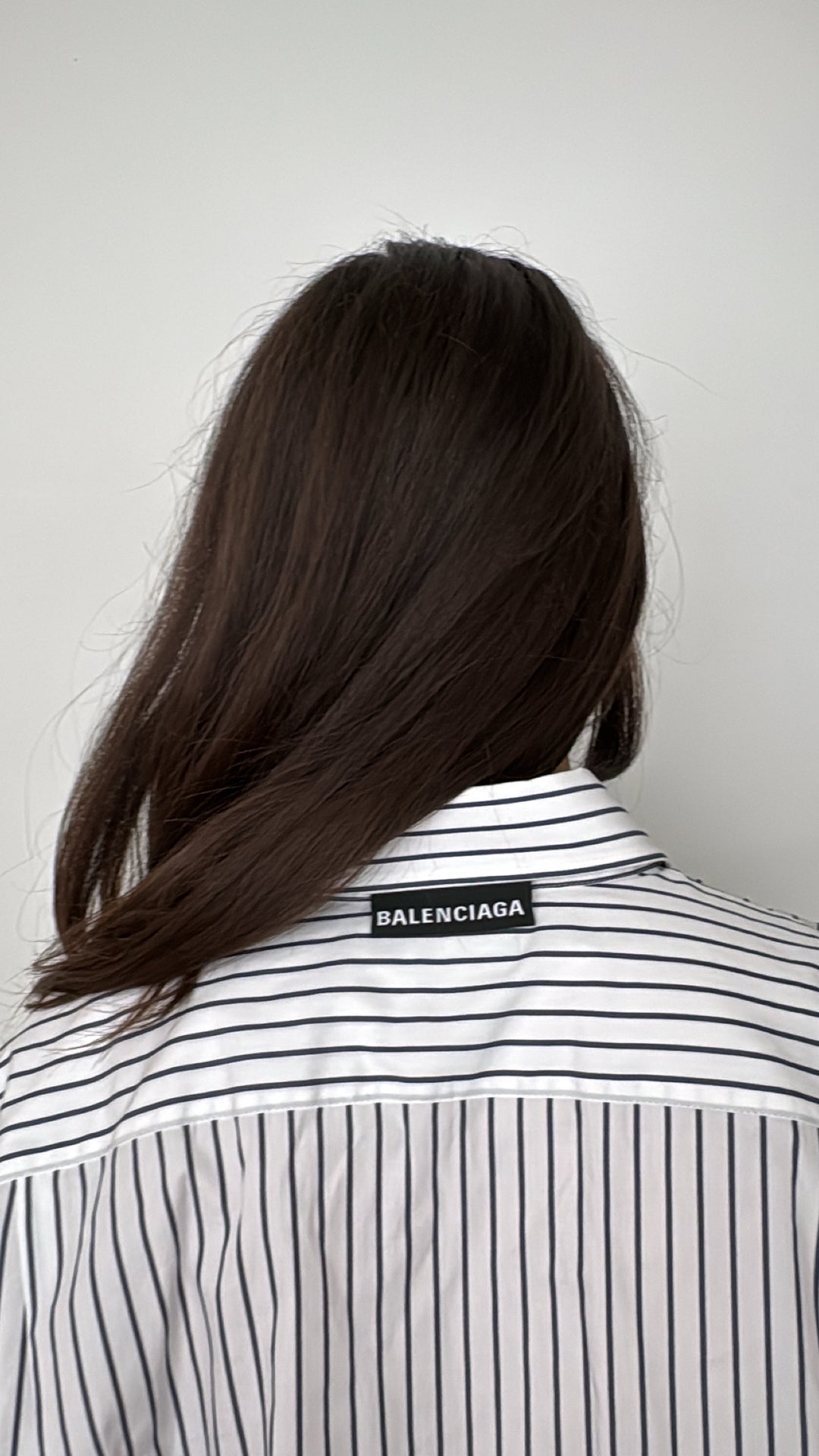 Balenciaga White Cotton Striped Short Sleeve Button Up Top Size 40