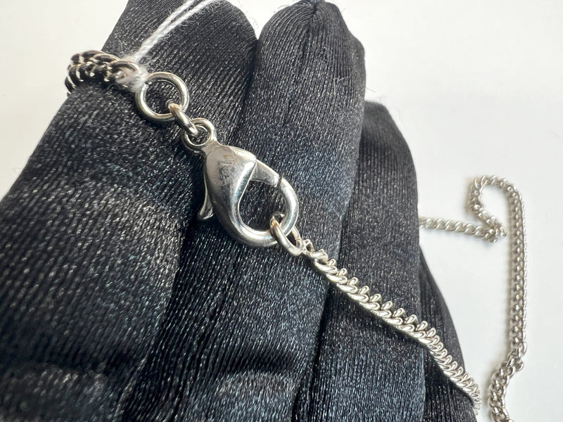 Excellent Pre-Loved Silver Tone Crystal Embellished 3-Tier Camellia Pendant Necklace. (clasp)