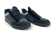 Pre-Loved Black and Grey Velour Lace Up Sneakers. (side)