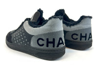 Pre-Loved Black and Grey Velour Lace Up Sneakers. (back)