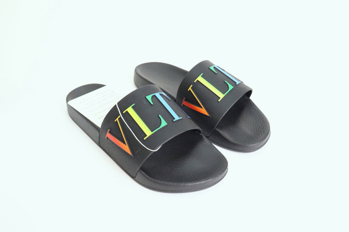 Valentino Garavani Black VLTN Slide Sandals Size 41
