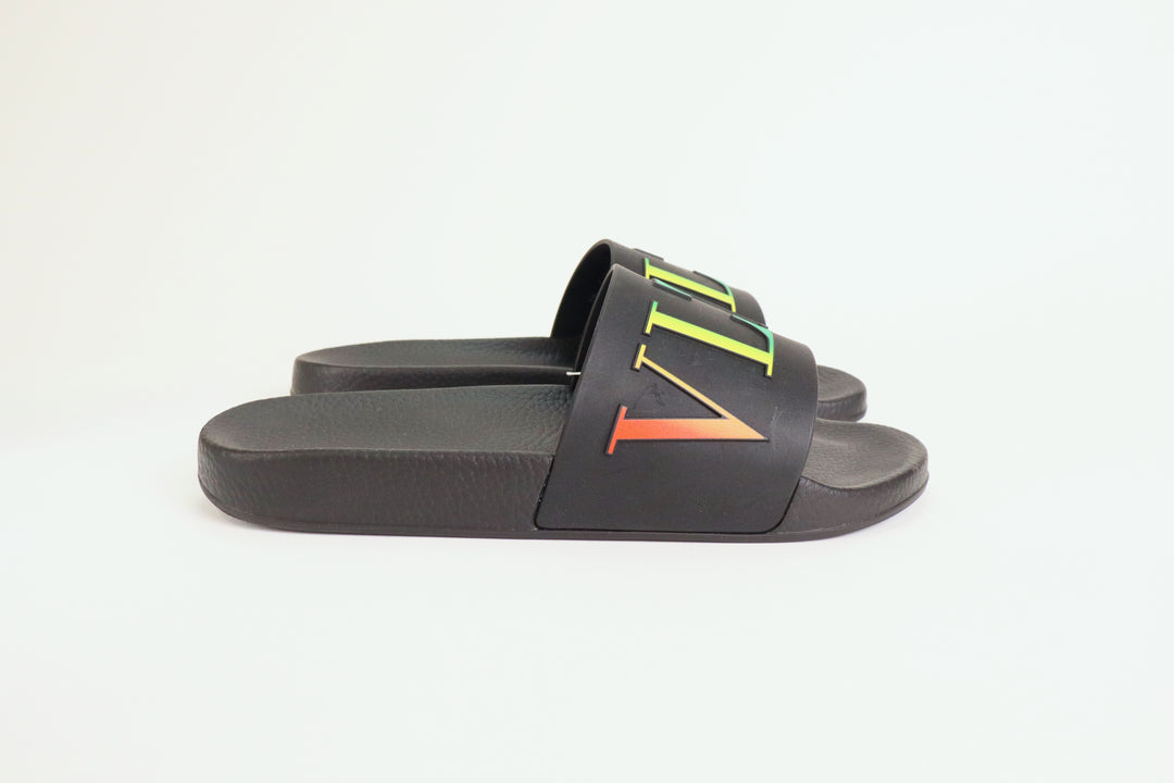 Valentino Garavani Black VLTN Slide Sandals Size 41