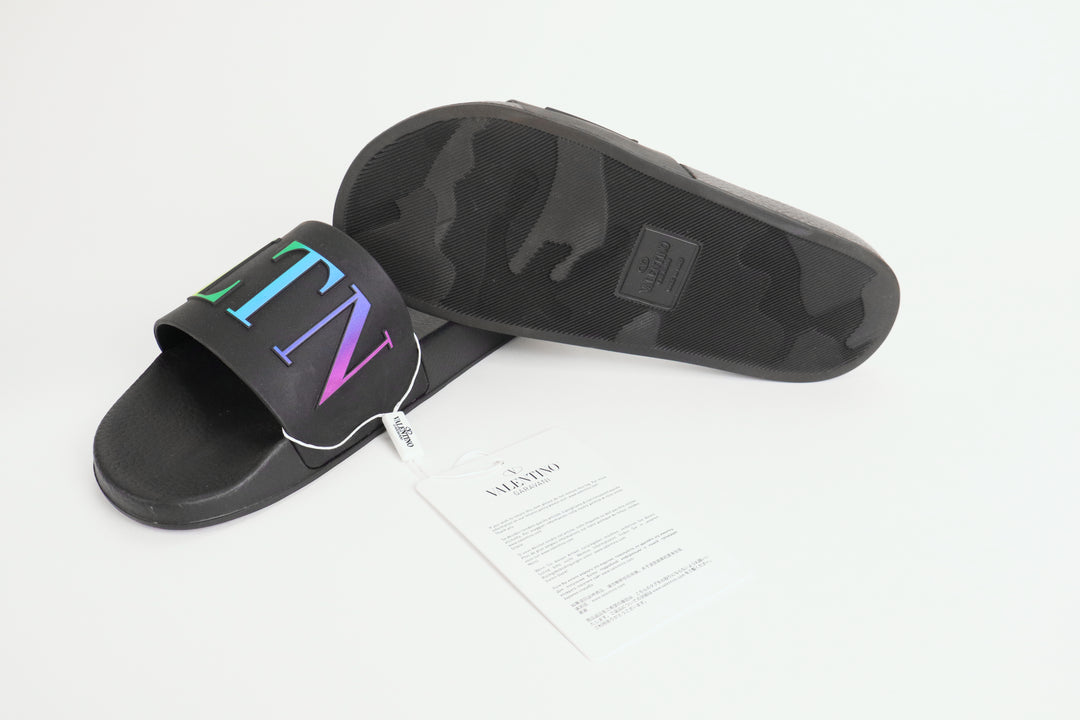 Valentino Garavani Black VLTN Slide Sandals Size 41