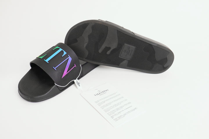 Valentino Garavani Black VLTN Slide Sandals Size 41