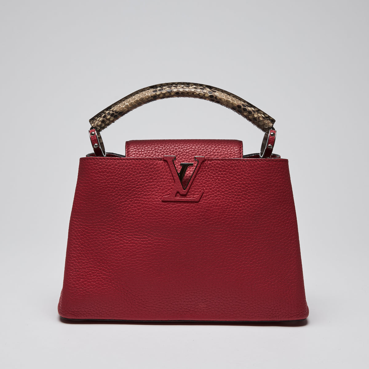 Louis Vuitton Red Taurillon Leather & Python Capuccine BB Handbag