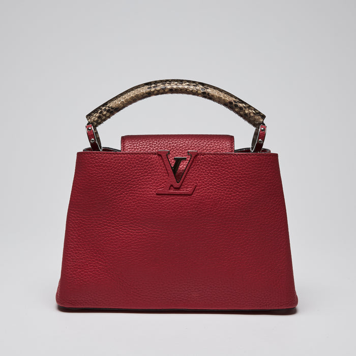 Louis Vuitton Red Taurillon Leather & Python Capuccine BB Handbag