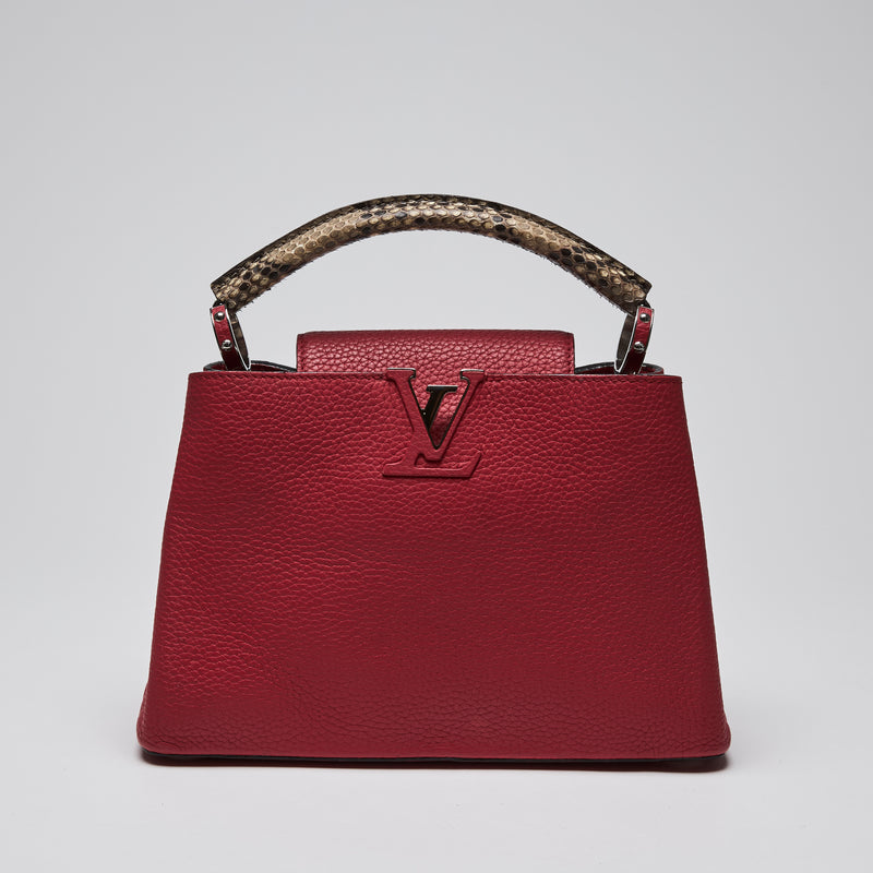 Louis Vuitton Red Taurillon Leather & Python Capuccine BB Handbag