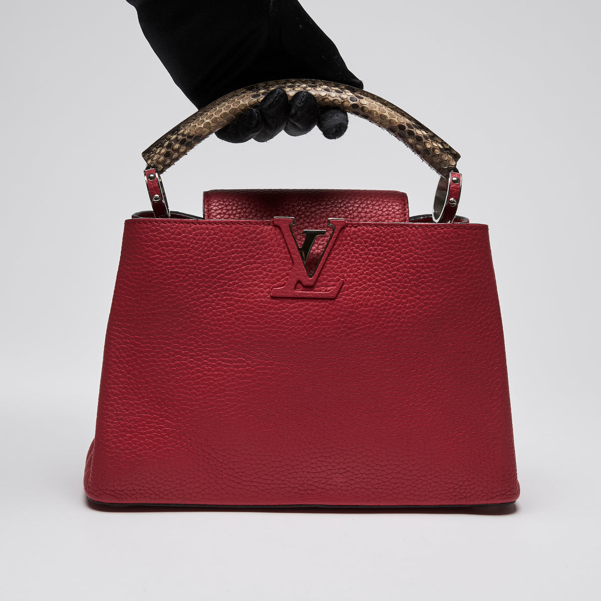 Louis Vuitton Red Taurillon Leather & Python Capuccine BB Handbag