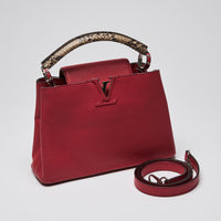 Louis Vuitton Red Taurillon Leather & Python Capuccine BB Handbag