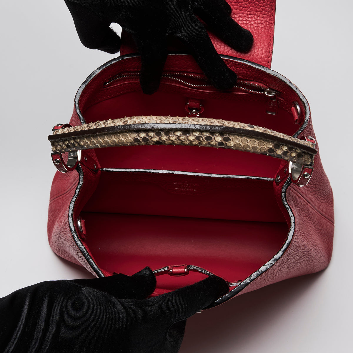 Louis Vuitton Red Taurillon Leather & Python Capuccine BB Handbag