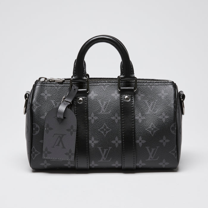 Louis Vuitton Black Monogram Eclipse Keepall Bandouliere 25