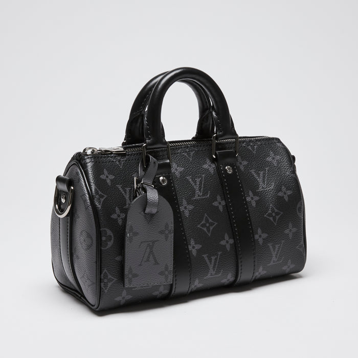 Louis Vuitton Black Monogram Eclipse Keepall Bandouliere 25