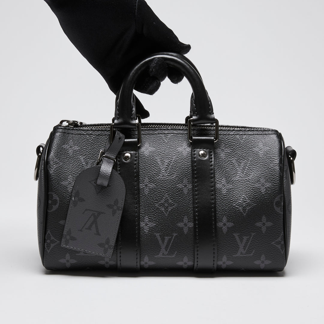 Louis Vuitton Black Monogram Eclipse Keepall Bandouliere 25