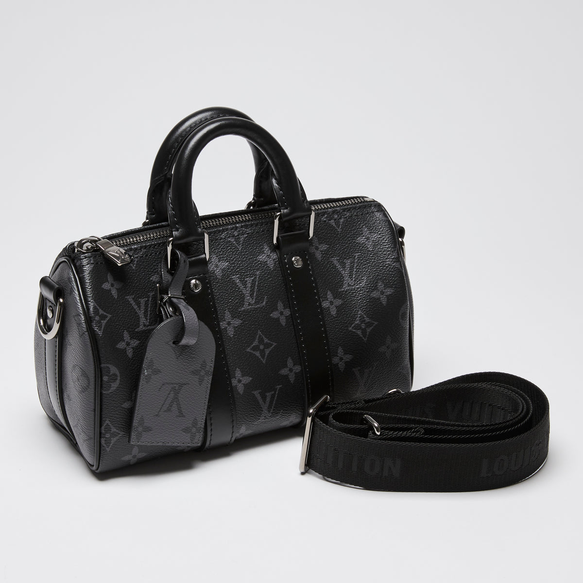 Louis Vuitton Black Monogram Eclipse Keepall Bandouliere 25