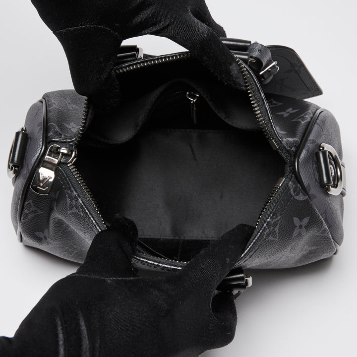 Louis Vuitton Black Monogram Eclipse Keepall Bandouliere 25