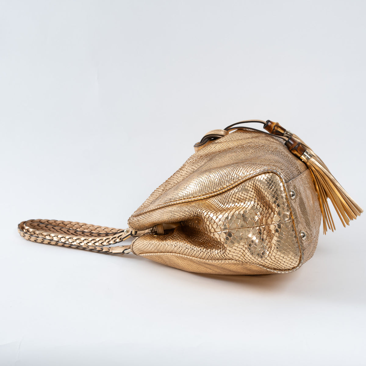Gucci Metallic Gold Python Leather Hobo Bag