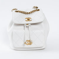 Pre-Loved Chanel ™ White Pebbled Leather Duma Backpack