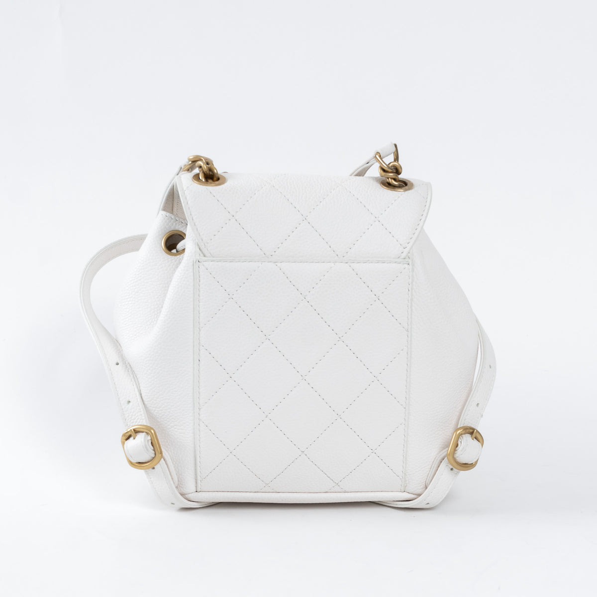 Pre-Loved Chanel ™ White Pebbled Leather Duma Backpack