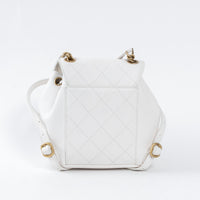 Pre-Loved Chanel ™ White Pebbled Leather Duma Backpack