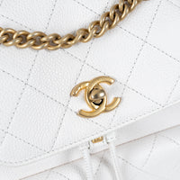 Pre-Loved Chanel ™ White Pebbled Leather Duma Backpack