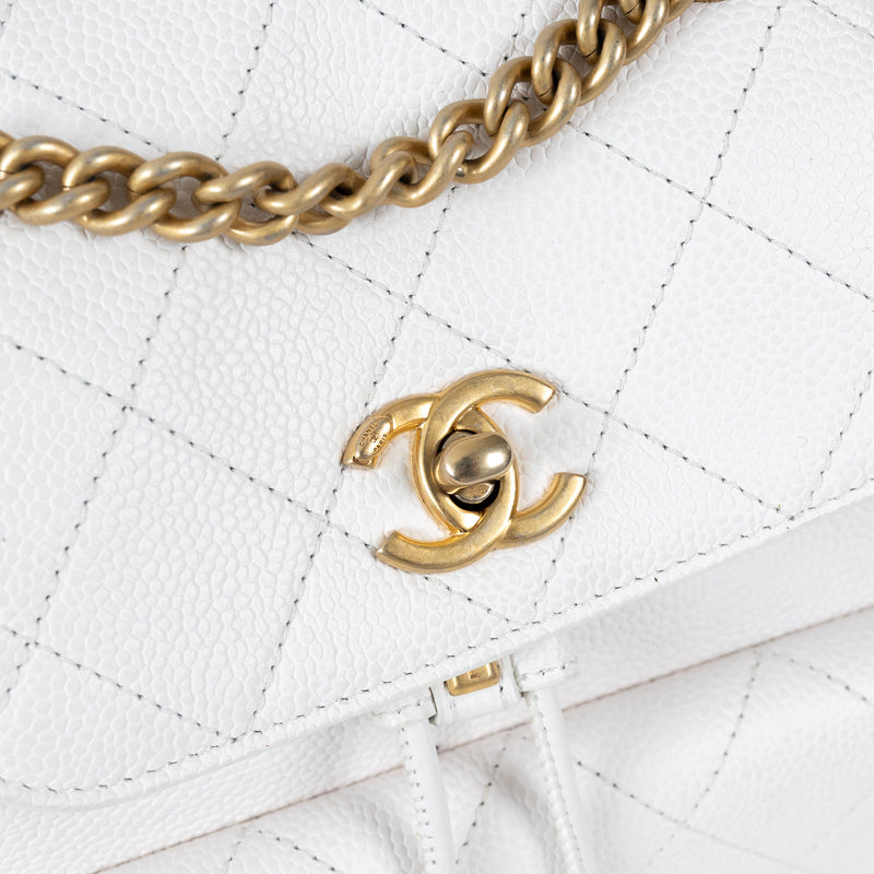 Pre-Loved Chanel ™ White Pebbled Leather Duma Backpack